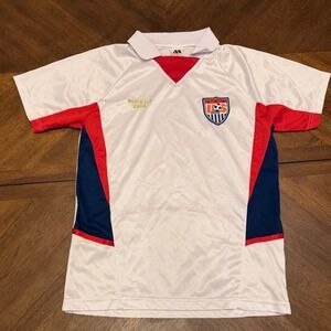 Vintage US Soccer 2002 World Cup Jersey White Red Blue Mens Medium Malance